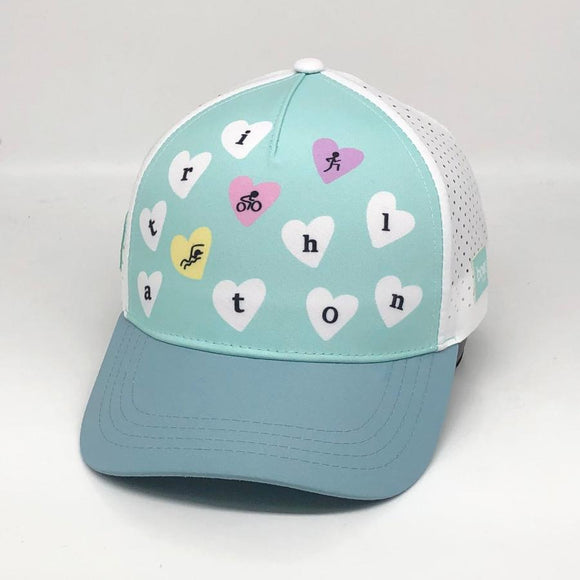 WT TRI-ATH-LON Mint Hearts BOCO Running Trucker